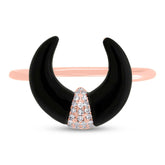 0.04ct Diamond and 1.70ct Onyx 14k Rose Gold Crescent Ring